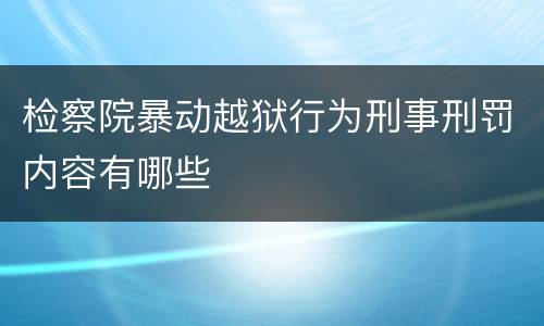 检察院暴动越狱行为刑事刑罚内容有哪些