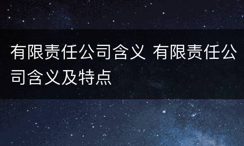 有限责任公司含义 有限责任公司含义及特点