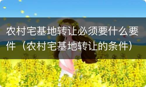 农村宅基地转让必须要什么要件（农村宅基地转让的条件）