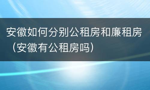 安徽如何分别公租房和廉租房（安徽有公租房吗）