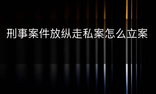 刑事案件放纵走私案怎么立案