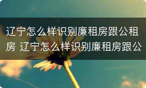 辽宁怎么样识别廉租房跟公租房 辽宁怎么样识别廉租房跟公租房呢