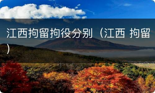 江西拘留拘役分别（江西 拘留）