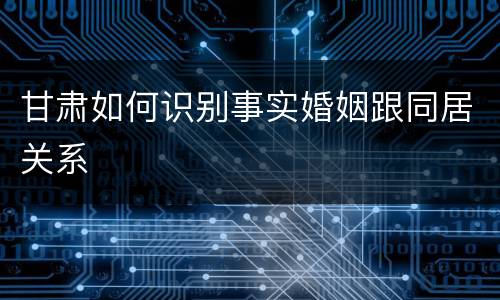 甘肃如何识别事实婚姻跟同居关系