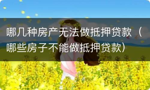 哪几种房产无法做抵押贷款（哪些房子不能做抵押贷款）