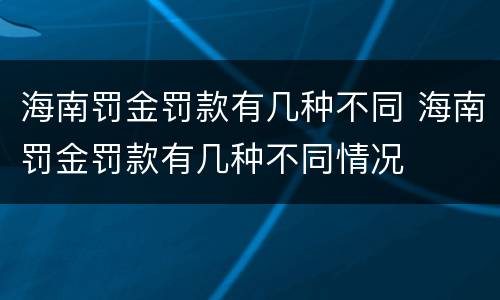 海南罚金罚款有几种不同 海南罚金罚款有几种不同情况