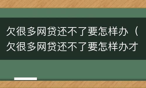 欠很多网贷还不了要怎样办（欠很多网贷还不了要怎样办才能还）