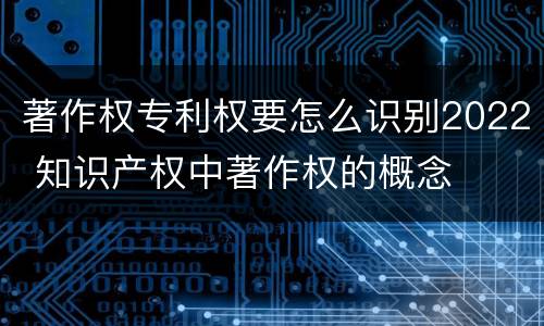 著作权专利权要怎么识别2022 知识产权中著作权的概念