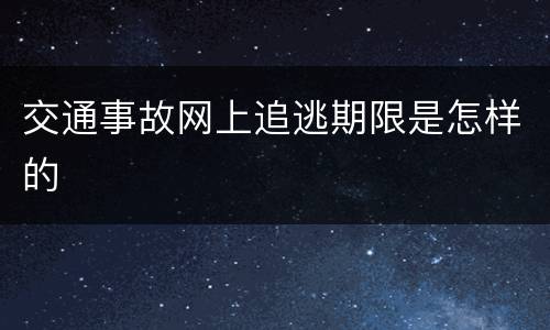 交通事故网上追逃期限是怎样的