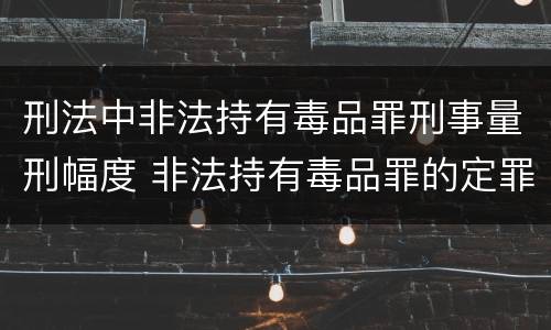刑法中非法持有毒品罪刑事量刑幅度 非法持有毒品罪的定罪标准