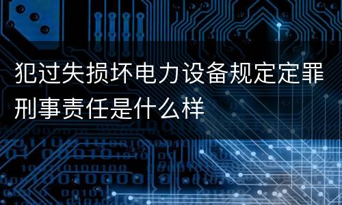 犯过失损坏电力设备规定定罪刑事责任是什么样