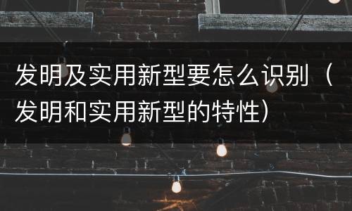 发明及实用新型要怎么识别（发明和实用新型的特性）