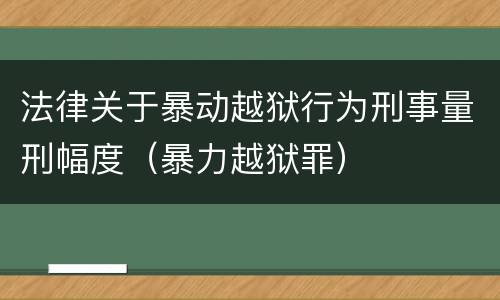 法律关于暴动越狱行为刑事量刑幅度（暴力越狱罪）