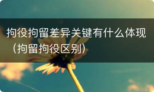 拘役拘留差异关键有什么体现（拘留拘役区别）