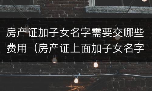 房产证加子女名字需要交哪些费用（房产证上面加子女名字要交钱吗?）