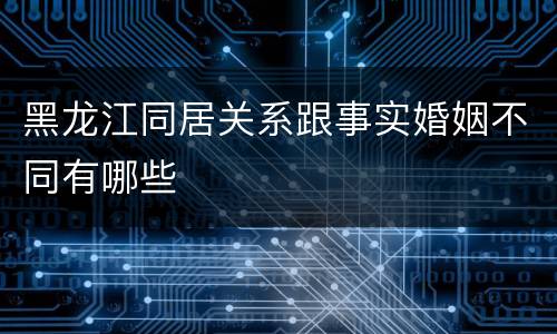 黑龙江同居关系跟事实婚姻不同有哪些