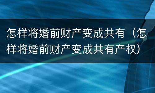 怎样将婚前财产变成共有（怎样将婚前财产变成共有产权）