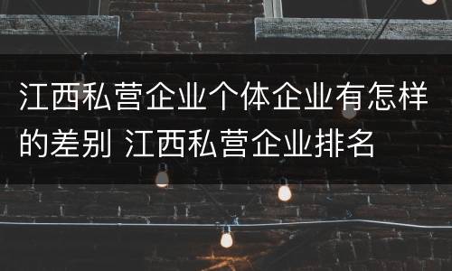 江西私营企业个体企业有怎样的差别 江西私营企业排名