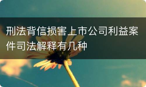 刑法背信损害上市公司利益案件司法解释有几种