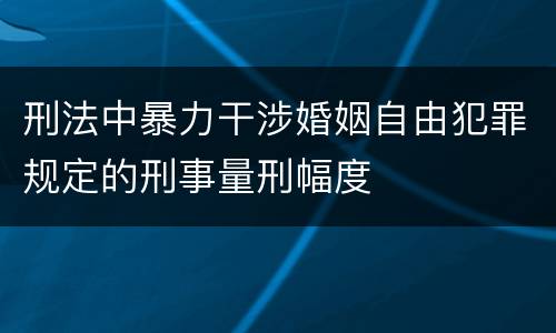 刑法中暴力干涉婚姻自由犯罪规定的刑事量刑幅度