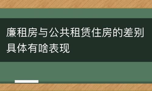 廉租房与公共租赁住房的差别具体有啥表现