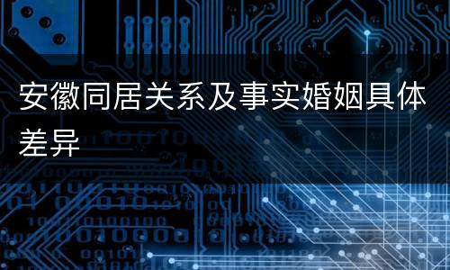 安徽同居关系及事实婚姻具体差异