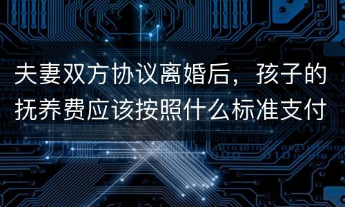 夫妻双方协议离婚后，孩子的抚养费应该按照什么标准支付