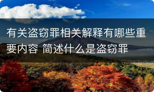 有关盗窃罪相关解释有哪些重要内容 简述什么是盗窃罪