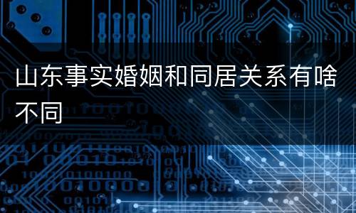 山东事实婚姻和同居关系有啥不同