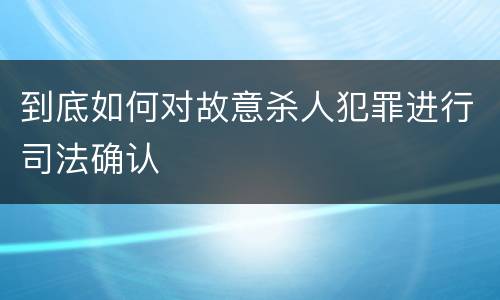 到底如何对故意杀人犯罪进行司法确认