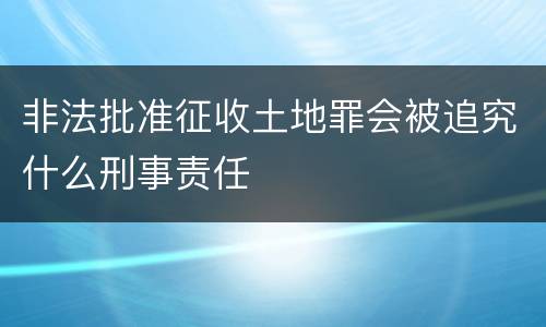 非法批准征收土地罪会被追究什么刑事责任