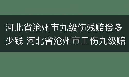 河北省沧州市九级伤残赔偿多少钱 河北省沧州市工伤九级赔偿多少钱