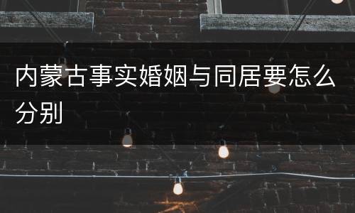 内蒙古事实婚姻与同居要怎么分别