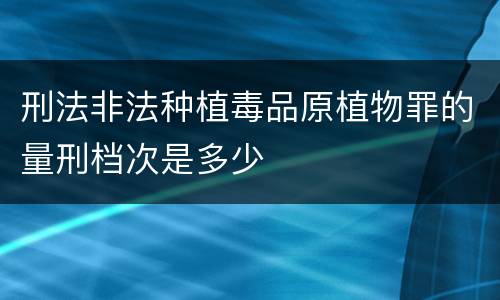 刑法非法种植毒品原植物罪的量刑档次是多少