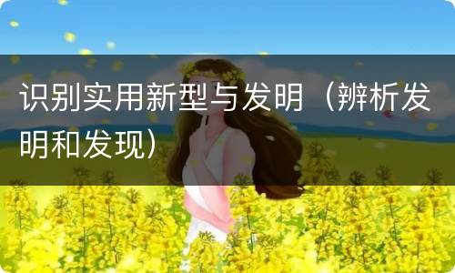 识别实用新型与发明（辨析发明和发现）