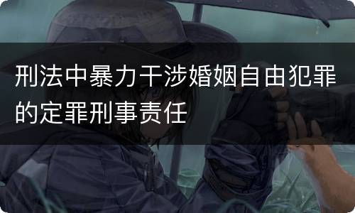 刑法中暴力干涉婚姻自由犯罪的定罪刑事责任