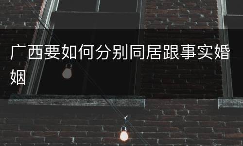 广西要如何分别同居跟事实婚姻