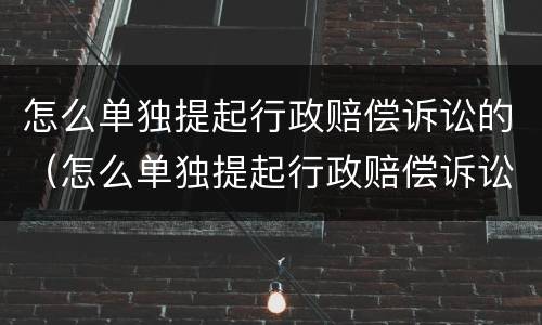 怎么单独提起行政赔偿诉讼的（怎么单独提起行政赔偿诉讼的请求）