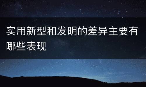 实用新型和发明的差异主要有哪些表现