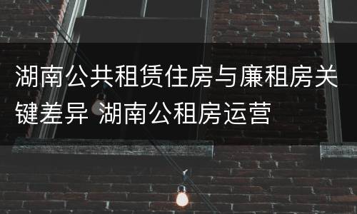 湖南公共租赁住房与廉租房关键差异 湖南公租房运营