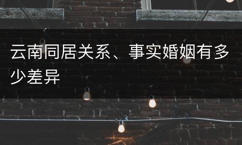 云南同居关系、事实婚姻有多少差异