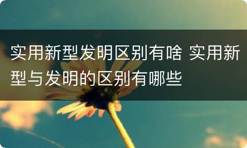 实用新型发明区别有啥 实用新型与发明的区别有哪些