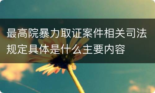 最高院暴力取证案件相关司法规定具体是什么主要内容