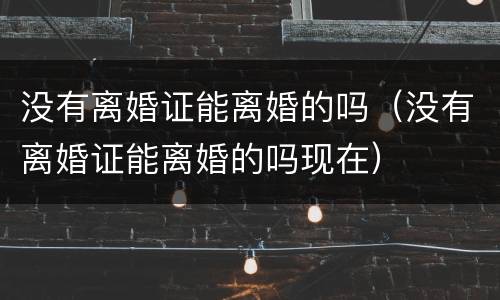 没有离婚证能离婚的吗（没有离婚证能离婚的吗现在）
