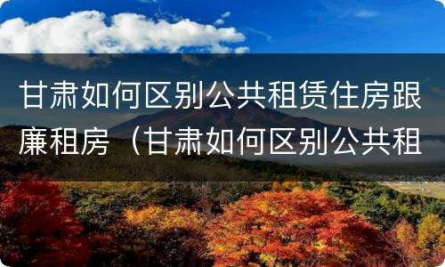 甘肃如何区别公共租赁住房跟廉租房（甘肃如何区别公共租赁住房跟廉租房的区别）