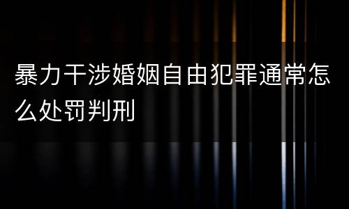 暴力干涉婚姻自由犯罪通常怎么处罚判刑
