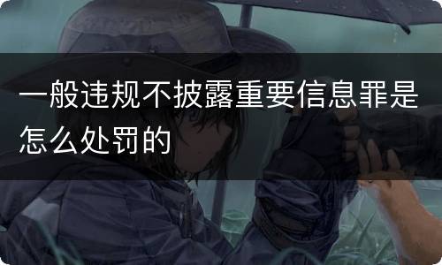 一般违规不披露重要信息罪是怎么处罚的