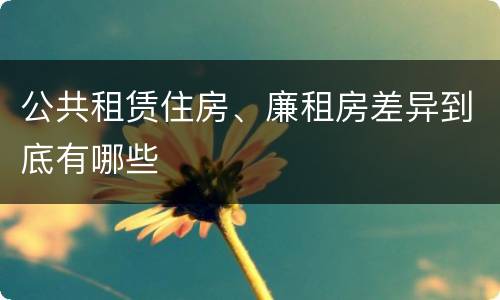 公共租赁住房、廉租房差异到底有哪些