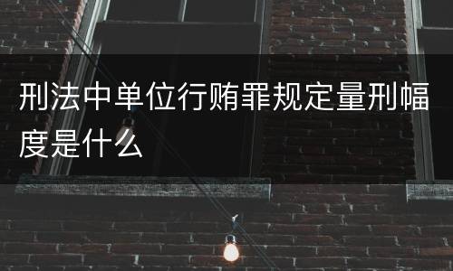 刑法中单位行贿罪规定量刑幅度是什么