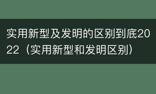 实用新型及发明的区别到底2022（实用新型和发明区别）